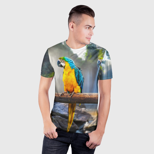 Мужская футболка 3D Slim Экзотические попугаи - фото 3