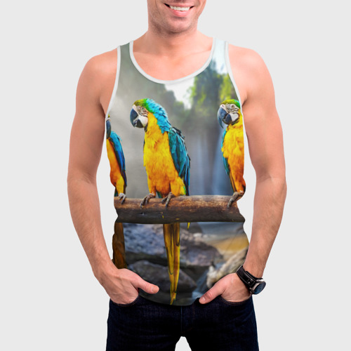Мужская майка 3D Экзотические попугаи, цвет 3D печать - фото 3