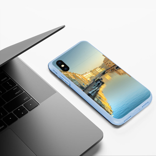 Чехол для iPhone XS Max матовый Питер, цвет голубой - фото 5