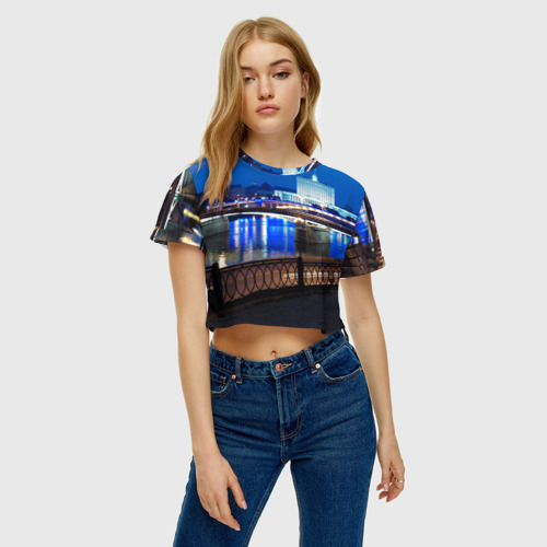 Женская футболка Crop-top 3D Москва, цвет 3D печать - фото 3