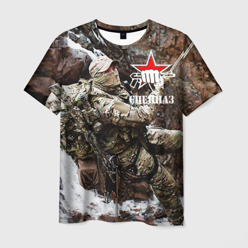 Мужская футболка с принтом Спецназ России скалолаз, вид спереди №1