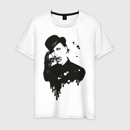 Мужская футболка из хлопка с принтом Marilyn Manson, вид спереди №1