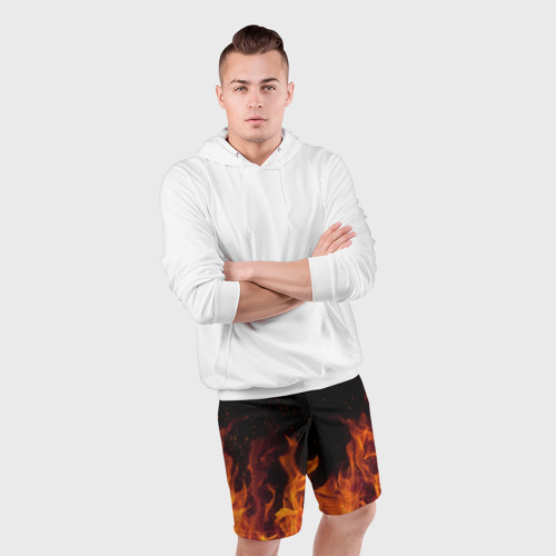 Мужские шорты спортивные Огонь с искрами, цвет 3D печать - фото 5