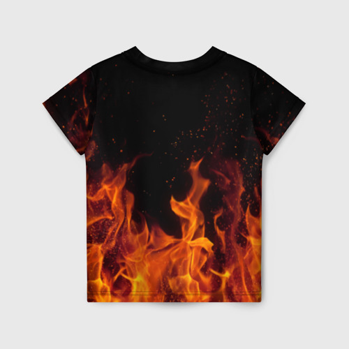 Детская футболка 3D с принтом Огонь с искрами, вид сзади #1