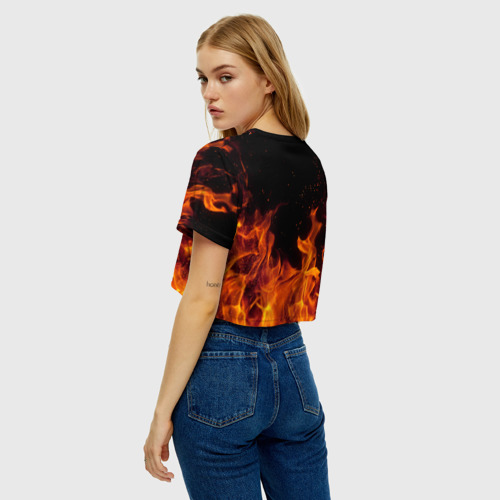 Женская футболка Crop-top 3D Огонь с искрами, цвет 3D печать - фото 5