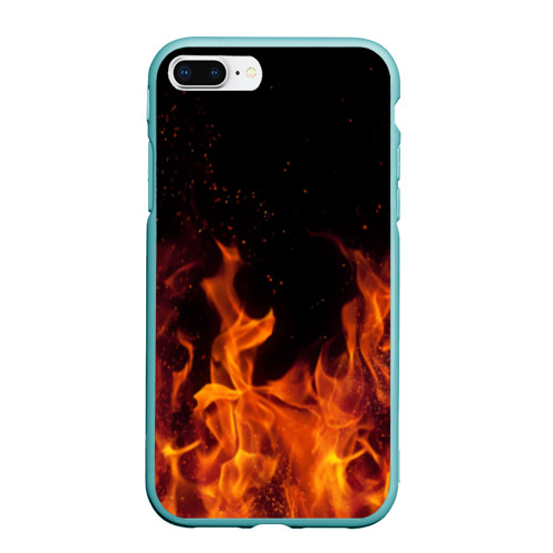 Чехол для iPhone 7Plus/8 Plus матовый Огонь с искрами, цвет мятный