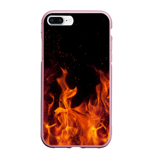 Чехол для iPhone 7Plus/8 Plus матовый Огонь с искрами, цвет розовый