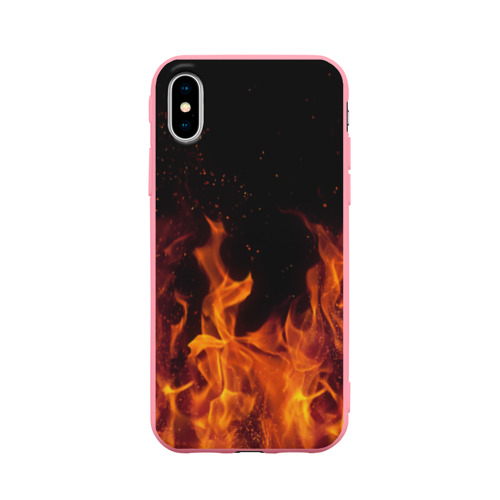 Чехол для iPhone X матовый Огонь с искрами