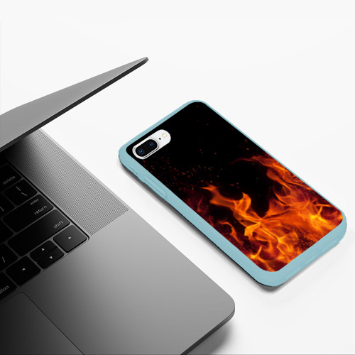 Чехол для iPhone 7Plus/8 Plus матовый Огонь с искрами, цвет мятный - фото 5