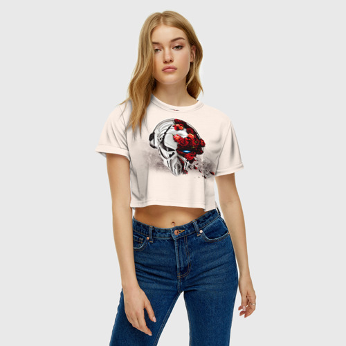 Женская футболка Crop-top 3D Пиратская станция 5 - фото 4