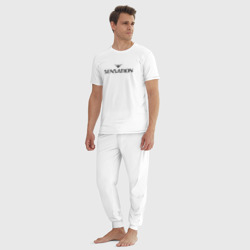 Пижама с принтом Sensation для мужчины, вид на модели спереди №3. Цвет основы: белый