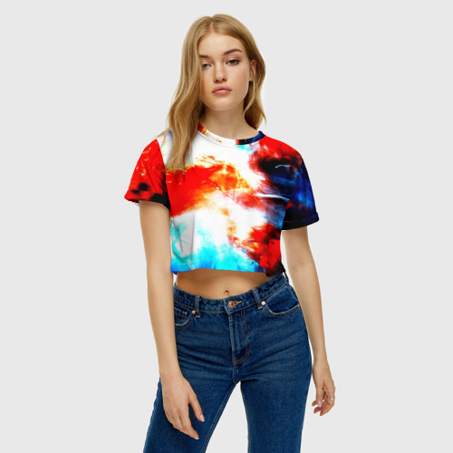 Женская футболка Crop-top 3D Потертость, цвет 3D печать - фото 3