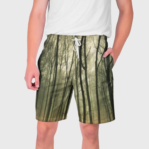 Мужские шорты 3D с принтом Чарующий лес, вид спереди #2