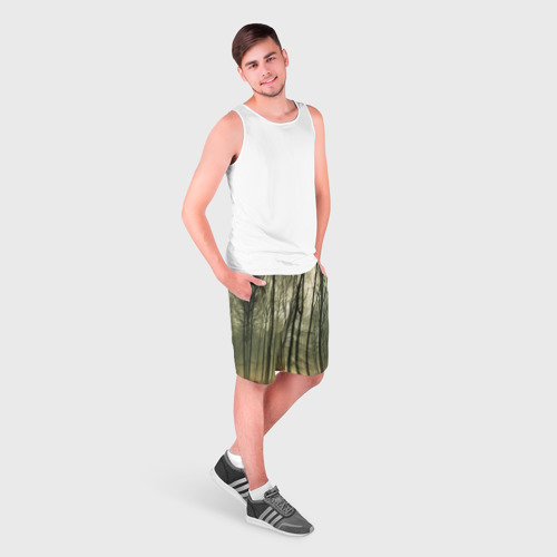 Мужские шорты 3D с принтом Чарующий лес, фото на моделе #1