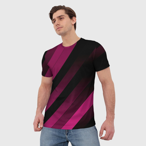 Мужская футболка 3D В полоску, цвет 3D печать - фото 3