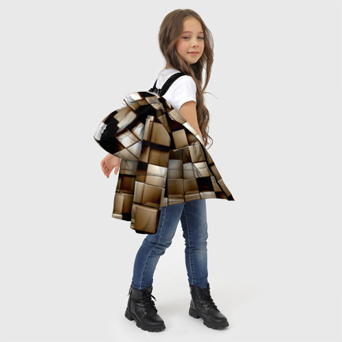 Зимняя куртка для девочек 3D Кубики, цвет черный - фото 6