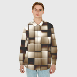 Мужская рубашка oversize 3D Кубики - фото 2