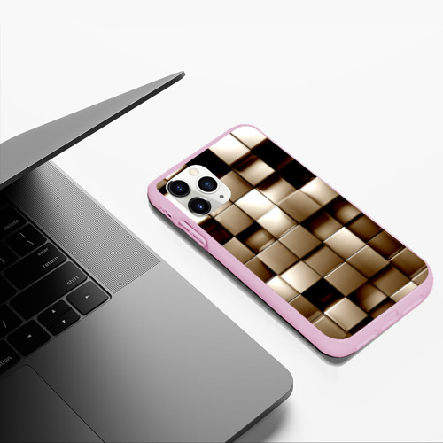 Чехол для iPhone 11 Pro Max матовый Кубики, цвет розовый - фото 5