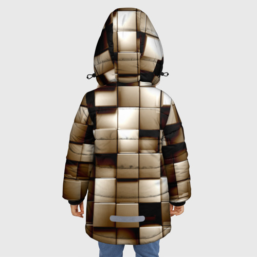 Зимняя куртка для девочек 3D Кубики, цвет черный - фото 4