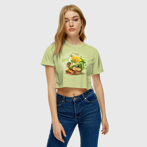 Женская футболка Crop-top 3D Правильное питание, цвет 3D печать - фото 4