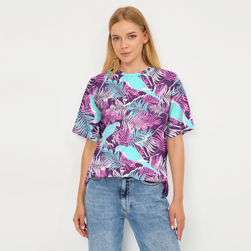 Женская футболка oversize 3D Summer paradise, цвет 3D печать - фото 5