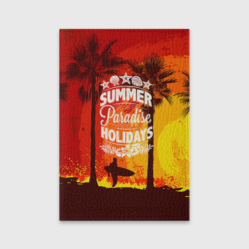 Обложка для паспорта матовая кожа Summer Surf 2, цвет красный