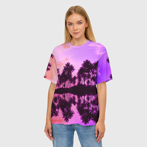 Женская футболка oversize 3D Hawaii dream, цвет 3D печать - фото 3