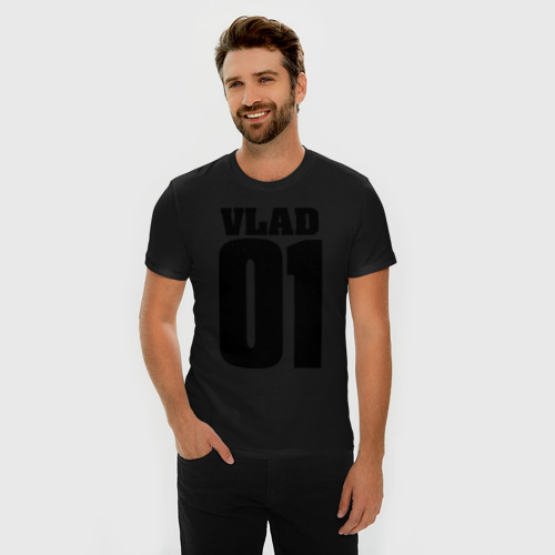 Мужская футболка хлопок Slim Влад 01, цвет черный - фото 3