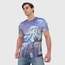 Мужская футболка 3D Синие волосы Мику - фото 2