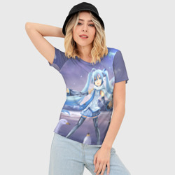 Женская футболка 3D Slim Синие волосы Мику - фото 2