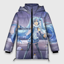 Женская зимняя куртка Oversize Синие волосы Мику