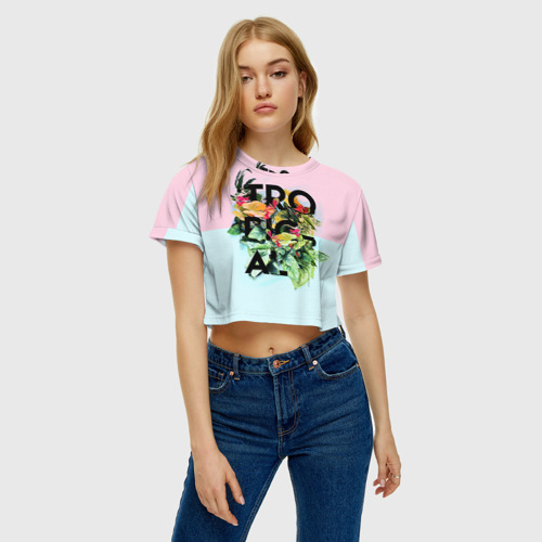 Женская футболка Crop-top 3D Tropical - фото 3