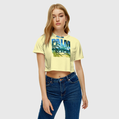 Женская футболка Crop-top 3D Palm beach, цвет 3D печать - фото 4
