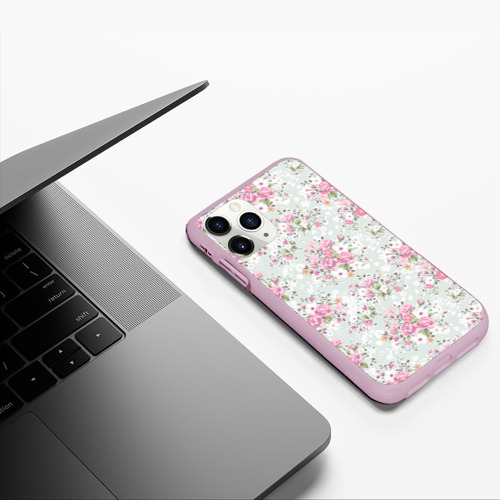 Чехол для iPhone 11 Pro матовый Flower pattern, цвет розовый - фото 5