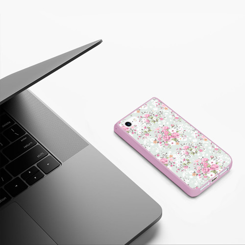 Чехол для iPhone 5/5S матовый Flower pattern, цвет розовый - фото 5