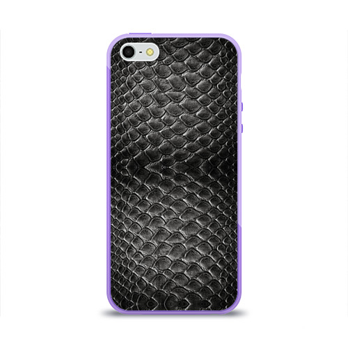 Чехол для iPhone 5/5S глянцевый Черная кожа Фото 01 Чехол для iPhone 5/5S глянцевый Черная кожа Фото 01