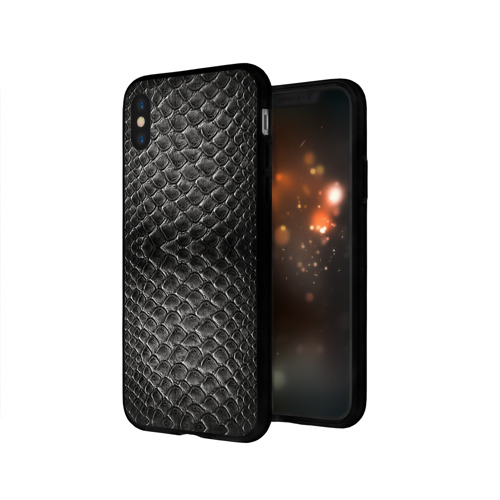 Чехол для Apple iPhone X силиконовый глянцевый Черная кожа Фото 01 Чехол для Apple iPhone X силиконовый глянцевый Черная кожа Фото 01