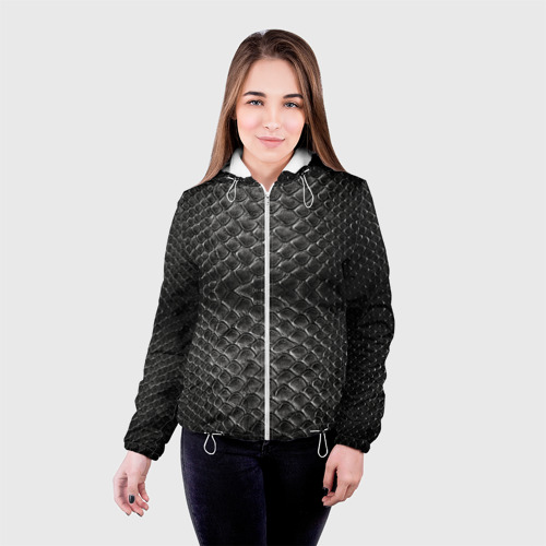 Женская куртка 3D Черная кожа, цвет белый - фото 3