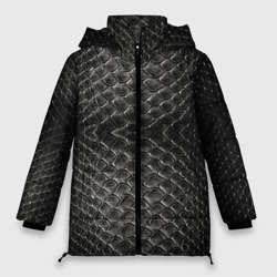 Женская зимняя куртка Oversize Черная кожа