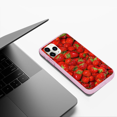 Чехол для iPhone 11 Pro Max матовый Клубнички, цвет розовый - фото 5