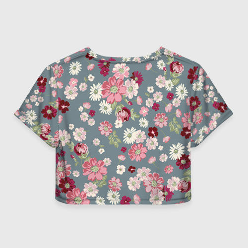 Женская футболка Crop-top 3D Цветочки, цвет 3D печать - фото 2