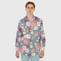 Мужская рубашка oversize 3D Цветочки - фото 2