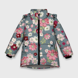 Зимняя куртка для девочек 3D Цветочки