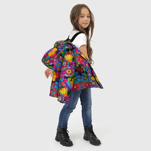 Зимняя куртка для девочек 3D Яркие цветы, цвет красный - фото 6