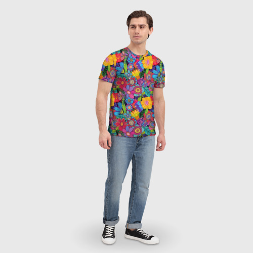 Мужская футболка 3D Яркие цветы - фото 5