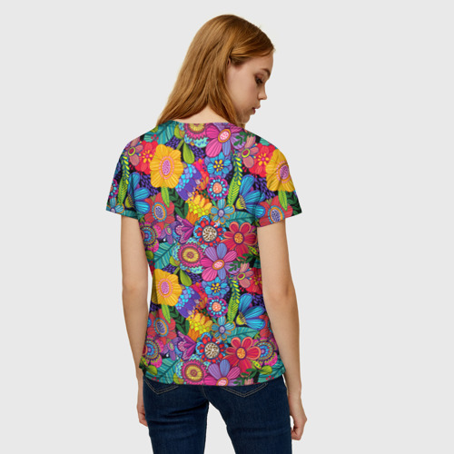 Женская футболка 3D Яркие цветы Фото 01