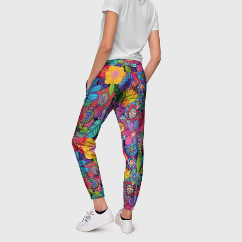Женские брюки 3D Яркие цветы, цвет 3D печать - фото 4