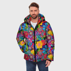 Мужская зимняя куртка 3D Яркие цветы - фото 2