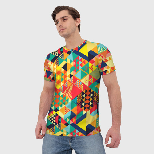 Мужская футболка 3D Геометрия, цвет 3D печать - фото 3
