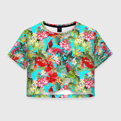 Женская футболка Crop-top 3D Тропический мир, цвет 3D печать